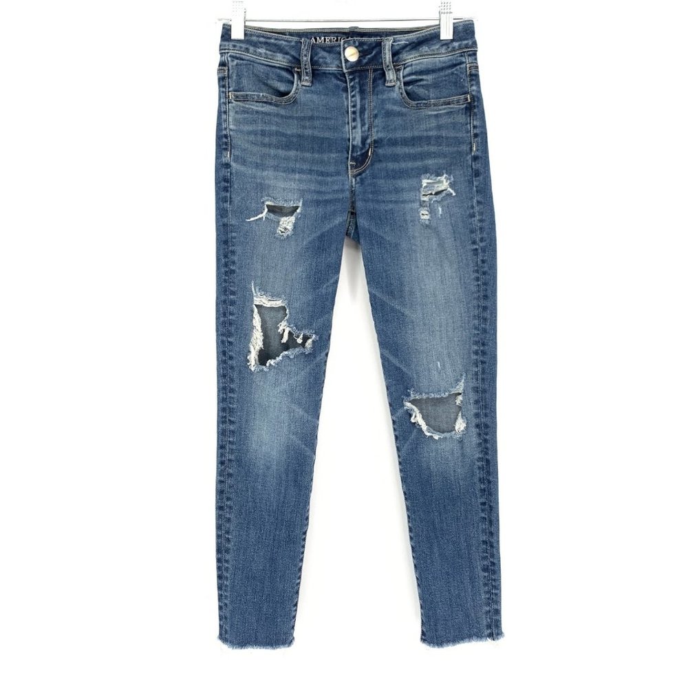 American Eagle Hi-Rise Distressed Cropped Jeggings‎
